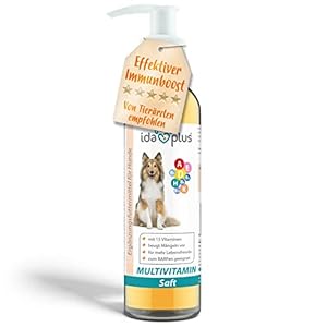 Ida Plus - Multivitaminsaft für Hunde - 200ml - 15 wichtige Vitamine für den Hund - Ideal zum Barfen - Vitamin B Komplex - Vitamin A, D, D3, E, K, Biotin - für eine optimale Vitamin-Versorgung