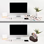 Remote Control Holders Organizer Box with 5 Compartment PU Leather Caddy - Image 2