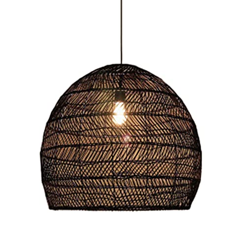 Lampe suspendue japonaise en rotin tissé main pour salon