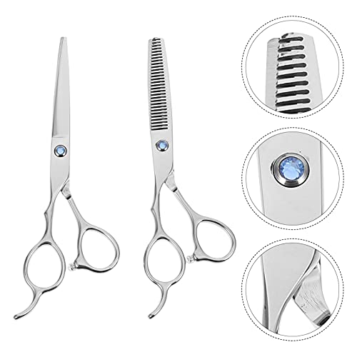 DOITOOL 2Pcs Canhoto Tesoura De Corte De Cabelo Desbaste Tesoura de Aço Inoxidável Tesouras Do Barbe