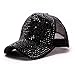YOLAI Fashion Sequin Hat Adjustable Baseball Hat Cap for Womens Decor Baseball Cap Disco Dance Party Costume (Black, One Size)