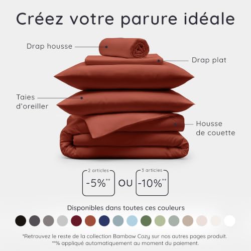 Bambaw Taie Oreiller Bambou 40x60 cm, Lot de 2, Taie Oreiller Rafraichissante, Anti Acarien, Anti-Transpiration et Hypoallergénique, Délicate pour Les Cheveux et la Peau, Drap en Bambou (Terracotta) – vue 8