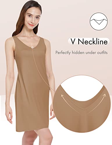 Image of MANCYFIT Womens Full Slip Tank Top Dress Slip Sleeveless Under Dress Wide Straps