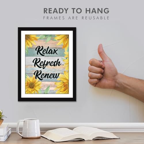 Image of Chaka Chaundh - Relax Refresh Renew bathrooms poster - bathroom posters with frame - bathrooms quotes framed posters - Washroom Quotes Frames - Toilet Quotes Wall Hanging - (14 X 11 Inches)