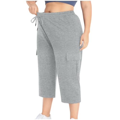 Plus Size Capris for Women Lightweight Capri Cargo Pants Drawstring Elastic Waist Cargo Pants with Multi Pockets4
