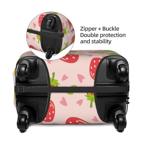 Cute Strawberry Pink Love Luggage Cover Protector Anti-Scratch Washable Fits 18-32 Inch Luggage-Large4