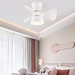 Lamparas Ventilador Techo Infantiles Reversible Lamparas Ventilador De Techo Infantil Moderno Dormitorio LED Regulable, Ventilador Con Luz, Temporizador y Mando Pequeño Silencioso Sala,Blanco