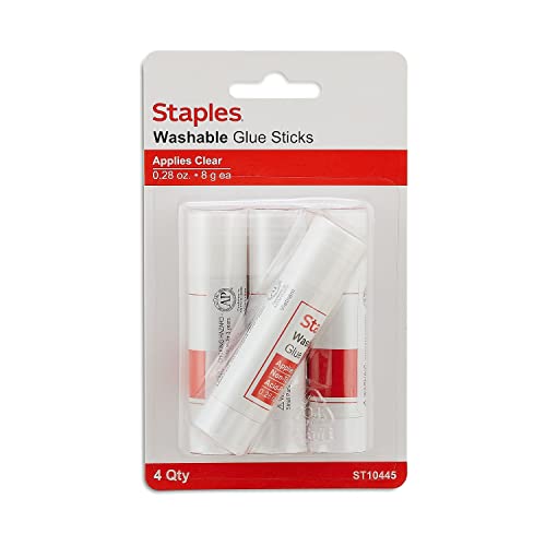Staples 334641 Washable Glue Sticks .26Oz 4/Pack (10445)