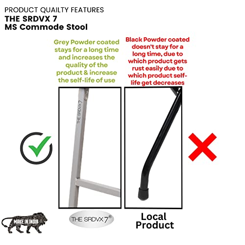 Image of Premium Folding Powder Coated Metal Steel Shower Bathing Room Mobile Commode Stool Indian Toilet Seat for Elderly Disabled man and Pregant Women Support Safe Chair Anti Slip (Blue)