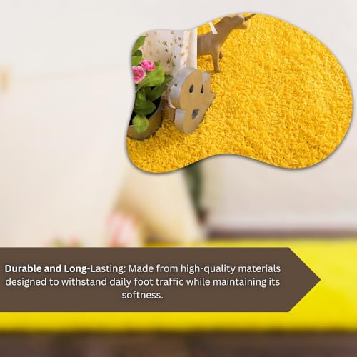 Image of Naze Modern Geometric Area Rug, Shag Texture, Multi-Colour Pattern with Extra Softness and Smooth, Silky Feel, for Living Room Carpet, Etc.clr-Yellow,1, Size 3x5 feet