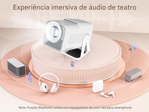 Mini Projetor Portatil 4K - LucZeng Wifi 6 Bluetooth 5.0 Smart Projetor, 1080P Full HD Cinema Em Cas