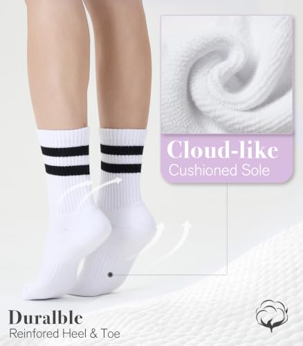 Brula Womens 98% Cotton Cushioned Crew Striped Retro Socks - Image 4