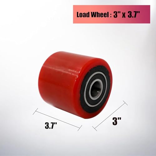 Image of APOLLOLIFT 2PCS Pallet Jack Truck Load Wheels, 3 inch x 3.7 inch with Bearings ID 0.78inch, Red Pallet Jack /Truck Polyurethane Load Wheels A Pair