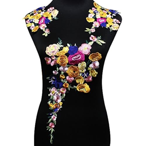 1 Unidades Bordado Flor Encaje Parche DIY Ropa Accesorios Multicolor Encaje Motivos Apliques Trim Tela Decorativa