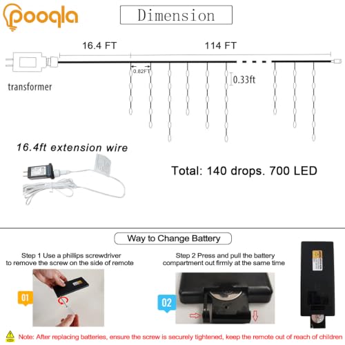 Image of Pooqla 35 Colors Icicle Lights for Outside, 114FT Icicle Christmas Lights