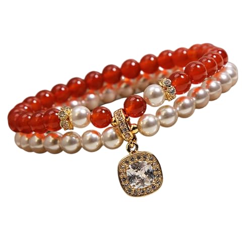 Stylish Women Double Layer Pearls Resin Materials Wristband Elegant Hand Chain for Everyday Jewelry Wear Lightweight Resin