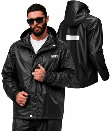 Image of Mens Raincoat Suit with Pant Set Glamoura Series | Waterproof Lightweight Breathable Rain Wear | Strong Stitching, Elastic Cuff & Waterproof Zipper Raincoat for men waterproof
