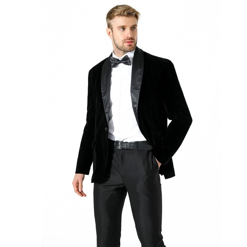 Men's Velvet Blazers Fashion Suit Black Slim Fit Tuxedo Jackets Velour Sport Coats for Wedding Prom Dinner Party4