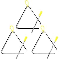 Anruyi 3 Stück Triangel Instrumenten Set Dreieck Musikinstrument Kinder Triangel mit Schlägel Gummigriff Legierung Schlaginstrument für Percussion Musikalische Früherziehung (6.56 Zoll)