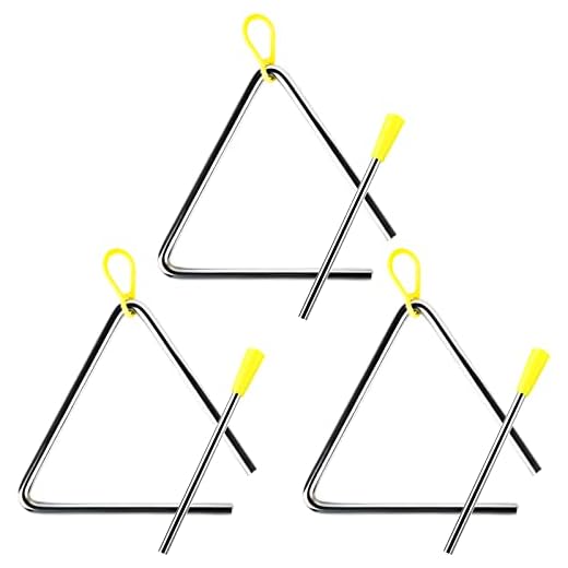 Anruyi 3Pcs Triángulo Musical Triangulo Percusion Instrumentos Musicales para Educación Musical Temprana Instrumento Triangular para Niños, Escuelas