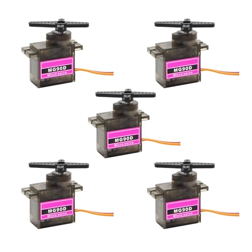 HiRCgo 5��MG90D �f�W�^���T�[�{ �t�����^���M�A�d�l �}�C�N���T�C�Y�iSG90 / MG90S�݊��j ���W�R���p �w���R�v�^�[�E��s�@�E�X�}�[�g�J�[�E���{�b�g�A�[�� DIY�v���W�F�N�g���� (270�x)