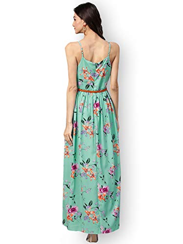 Image of Zima Leto Women's Green Floral Strappy Maxi Dress