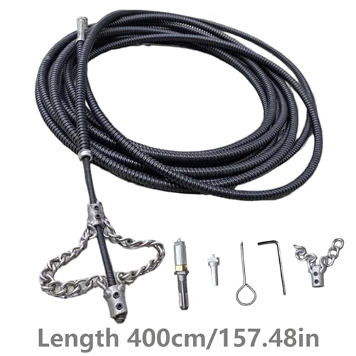 Abflussreinigungsschlange, robust, Flex-Schaft, 500 cm, Verstopfungsentferner für Zuhause, Waschbecken, Wannen und Duschen, bohrbetriebenes Entkalkungskettenwerkzeug, Schwarz