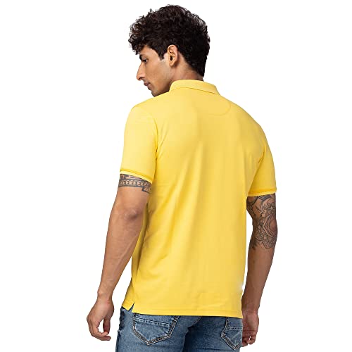 Image of Spykar Men's Slim Fit Polo Neck Half Sleeve Solid Casual T-Shirt