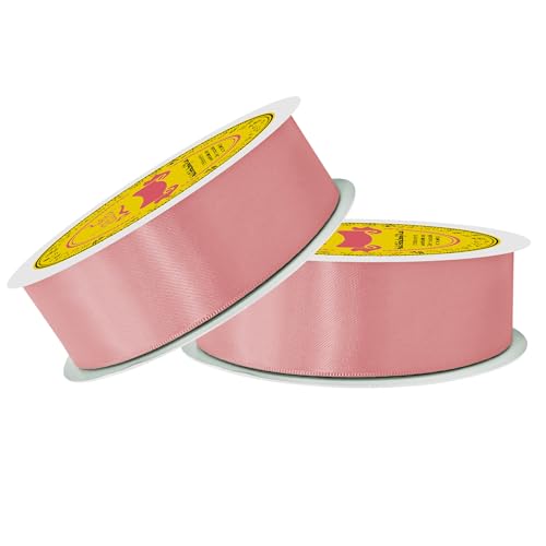 Image of 100 Yards Dusty Rose Satin Ribbon Polyester Ribbon for Gift Wrapping Very Suitable for Weddings Party Hair Bow Invitation Decorations and More（1-1 /2 inch X 50Yards X 2 Roll）