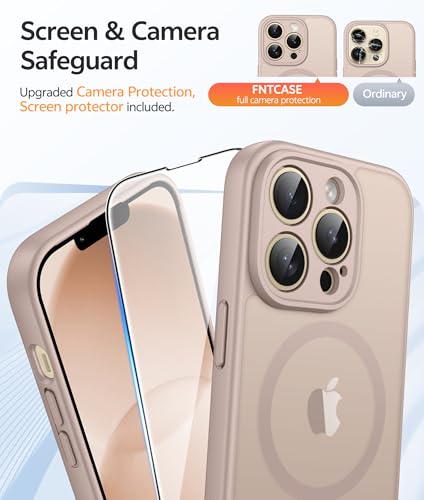 Image of FNTCASE for iPhone 13 Pro Case: [Compatible with Magsafe] Translucent Matte Cases with [Full Camera Protection] [Screen Protector] Military Grade Shockproof Protective Phone Cover - Desert Gold