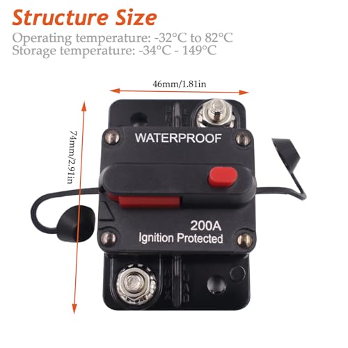 Tangaburu 70 Amp Circuit Breaker with Manual Reset, 12V - 48V DC Waterproof Inline Fuse Inverter for Boat Marine RV Yacht Battery Truck Solar (300A)