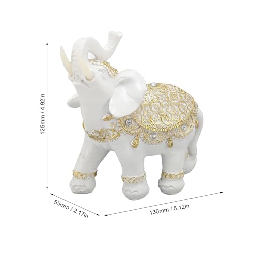Escultura Elefante Suerte Material Resina Blanca Mediana miniatura 7