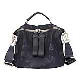 PAKFIEKS Nylon Crossbody Handbag for Women Anti-theft Purse Shopping Tote Bag Lightweight Shoulder Bag (Black Camo)