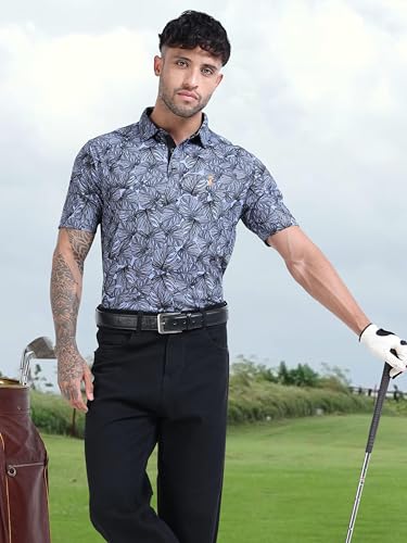 Image of STELLERS Men's Printed Polo T-Shirt | Regular Fit| Feather Touch Feel | Odour Resistant | Wrinkle Free | Stretchable | Anti-Static