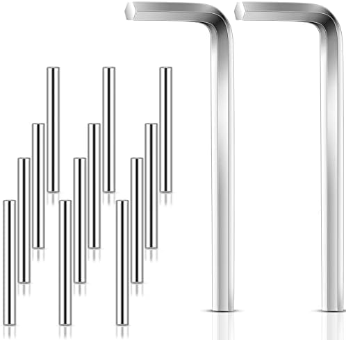 Spring Hinge Tension Pin Replacement Kit Includes 12 Stainless Steel Shelf Pins and 2 Pieces Hex Wrenches, Metal Dowel Pegs Shelf Support Pins Kit for Self Closing Door Hinges Garage Door Closer Hinge