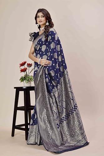 Image of Shasmi Women's Banarasi Saree Pure Kanjivaram Silk Saree Soft new ladies 2025 Design Wear Pattu Sarees Party Sari collections With Blouse Piece for Wedding sadi (PARI-218)