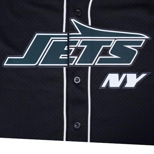 Pro Standard Mens NFL New York Jets Mesh Button Down Mesh Top Black 2XL