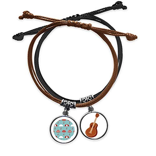 Pulsera de cuero de guitarra DIYthinker con cuerda trenzada ajustable para amantes de la música