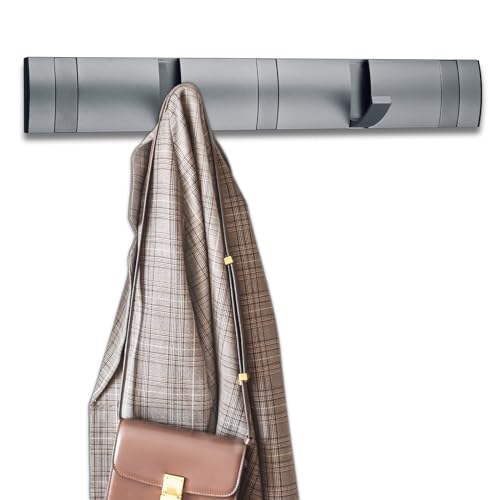 Kssvzz Perchero Pared con 5 Ganchos Extraíbles, Colgador de Pared Moderno, Percha Pared de Aluminio, Gancho Adhesivo Pared para Colgar Ropa Bufanda, Gris