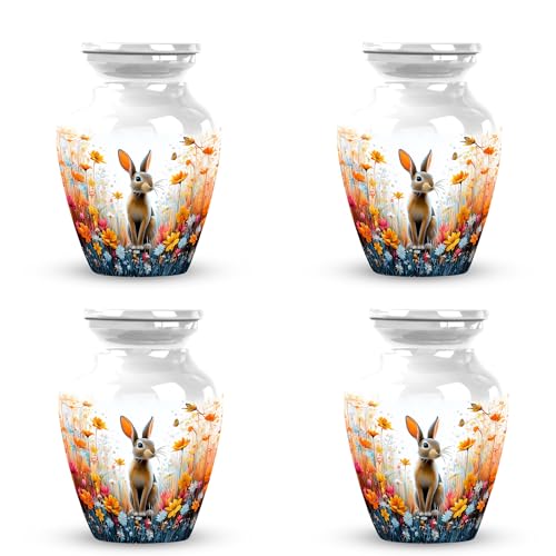 Image of Rabbit Urn Cremation Urn Human Ash 3 Inch 4 Qty | Decorative Urns for Male & Female Ashes Keepsakes Urns for Ashes