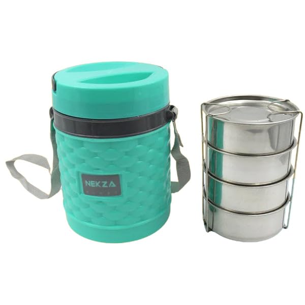 Image of Double Wall Insulated Tiffin with Handle | Stackable Hot Food Container