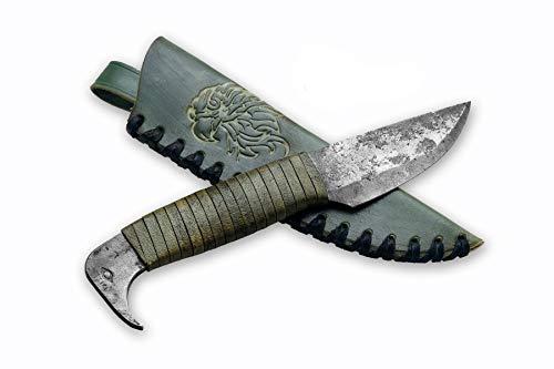 Toferner - Cuchillo de Acero Cabeza de pájaro - Forjado a Mano y Aspecto Vintage - Hoja Puntiaguda Ultra Afilada - Elegante diseño Antiguo - Incluye Estuche de Cuero auténtico