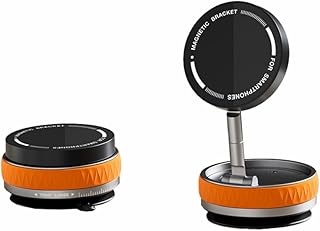 Car Magnetic Phone Holder Fits for Nissan Bluebird 2016-2020, Round 360° Rotatable Bracket Smartphones Desk Mirror Stand Strong Magnet Mount Foldable,Orange-1pcs