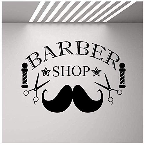 Adesivo Per Negozio Di Barbiere Adesivo Per Vetrine Per Parrucchiere Parrucchiere Adesivo Per Baffi Forbici Carta Da Parati Rimovibile Murale 42X29Cm