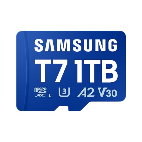 Samsung T7 microSD-Karte, 1 TB, Speicherkarte für Mobile Games auf Smartphones, Tablets und Handheld-Konsolen, UHS-I U3, Full HD & 4K UHD, 170 MB/s Lesen, MB-MB1T0T/WW