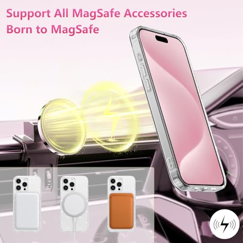 Coque magnétique iPhone 14 Pro Max blanche transparente avec motif cœur