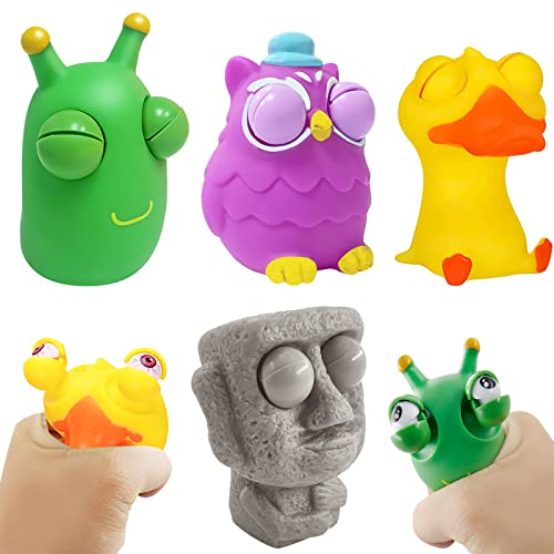 Squishy Squeeze 4 Stück - Popping Eyes Squeeze Toys, Stressbälle, Anti Stress Spielzeug für Erwachsene und Kinder