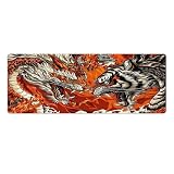 Dragon Vs Tiger Large Extended Gaming Mouse Pad 31.5"x12" - XXL Computer Desk Mat for Keyboard and Mouse - Non-Slip Rubber Base & Durable Stitched Edges