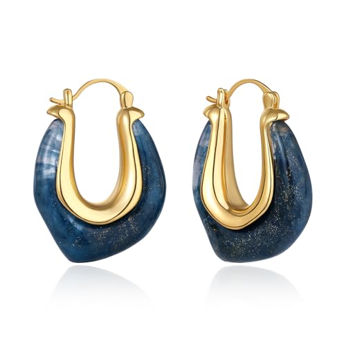 KELORIS PATH Acrylic Hoop Earrings for Women, 14K Gold Plated Resin Hoops, Translucent Hypoallergenic Fashion Vintage Jewelry Gifts(style 4)