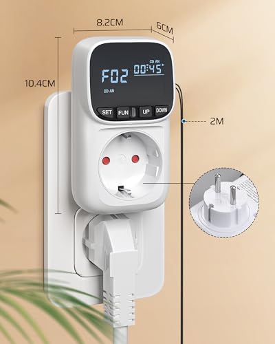 DEWENWILS Temperaturregler, Deutsches Display, Temperaturschalter mit Fühler 230V, Digital Thermostat Steckdose, Temperaturwächter mit Heiz- und Kühlmodus für Gewächshaus, Terrarium, Kühlschrank